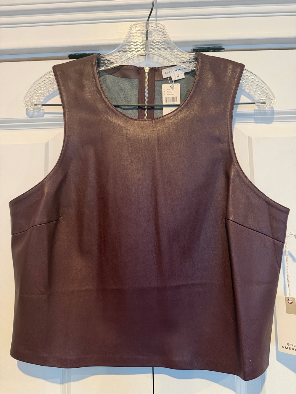 Good American Wine Faux Leather Top